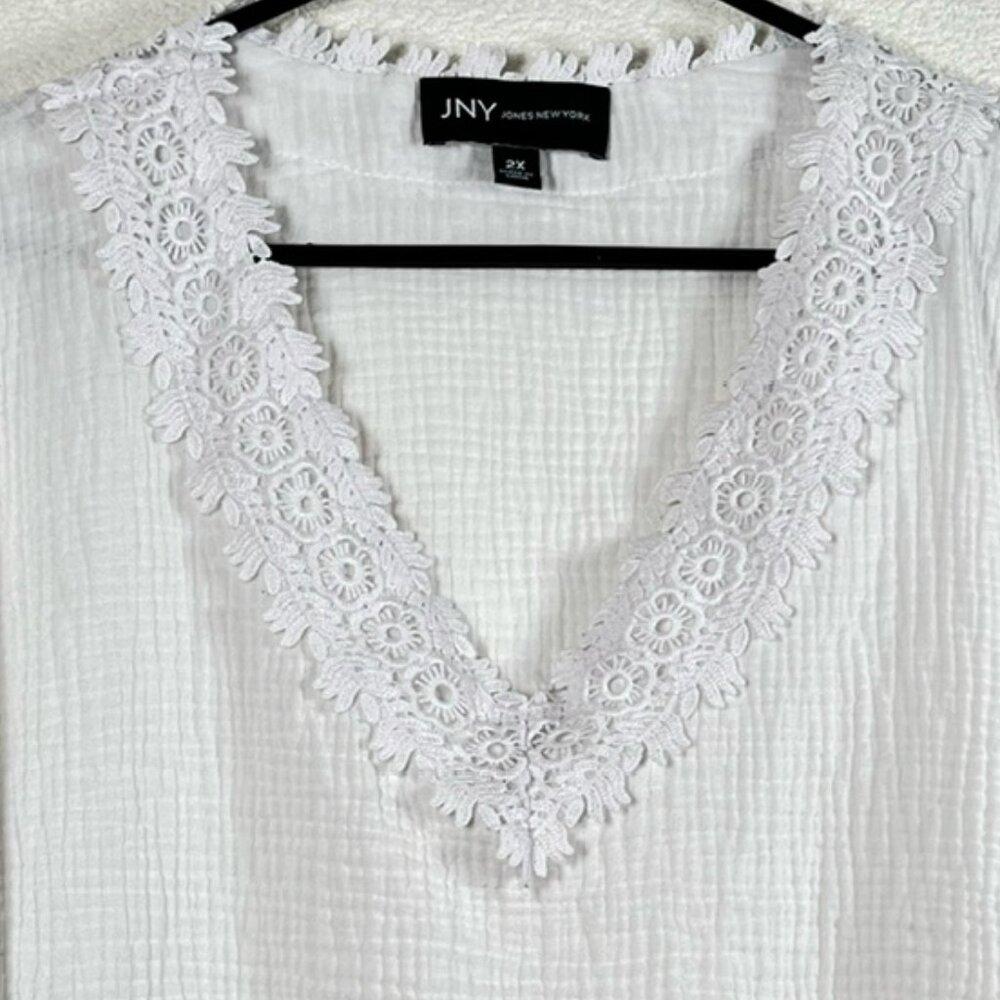 Jones New York Womens Pullover Top w/Short, Cuffed Sleeves Plus Size 2X - Picture 3 of 6